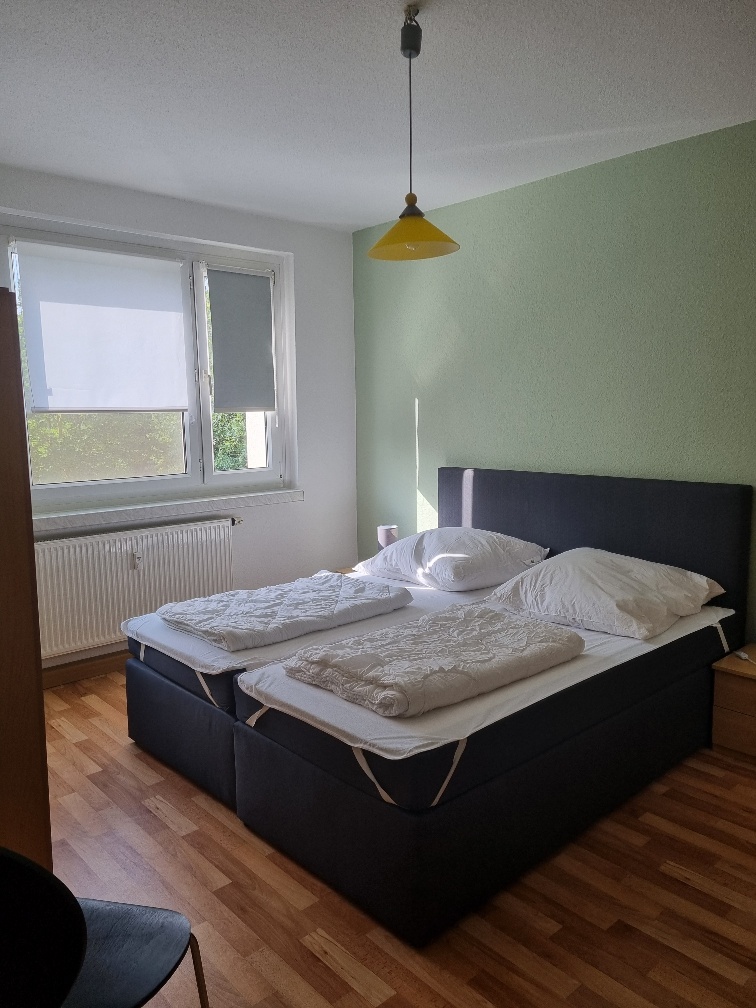 Schlafzimmer der Gästewohnung Am Kanal 27